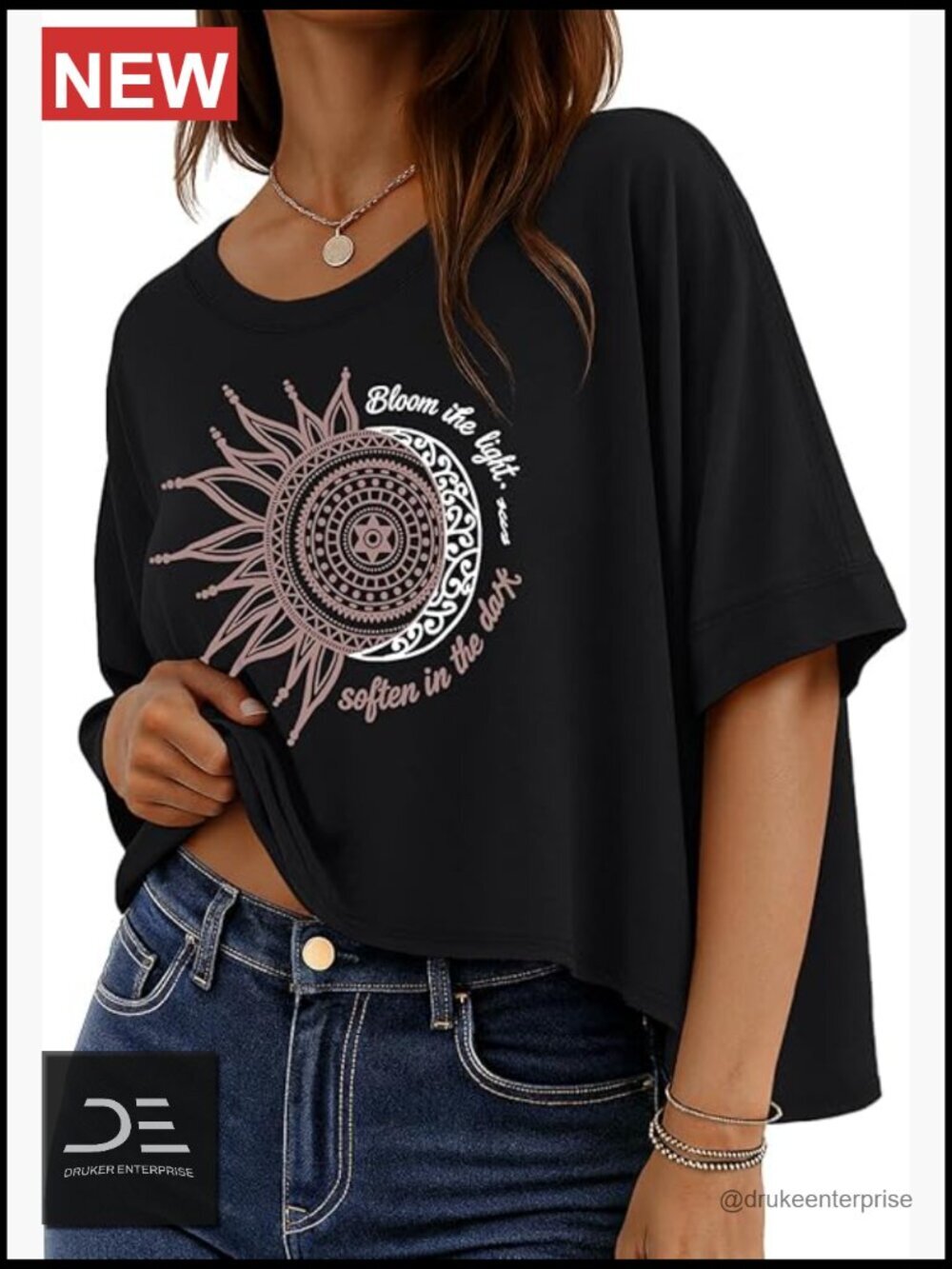 Oversized Crop Top with Half Sleeve, Casual Blouse, Lightweight & Breathable